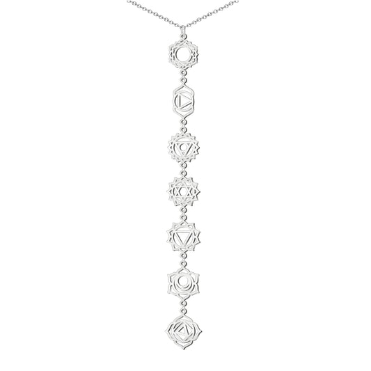 Collar 7 Chakras Acero Inoxidable , color Plateado✨ Amuleto Energético con Regalo Pulsera Nudo de Bruja