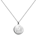 Medalla religiosa de San Miguel Arcángel en collar plateado con relieve devocional