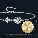 Pulsera Tetragrammaton y Nudo de Bruja con Opalina en Acero - cotigo