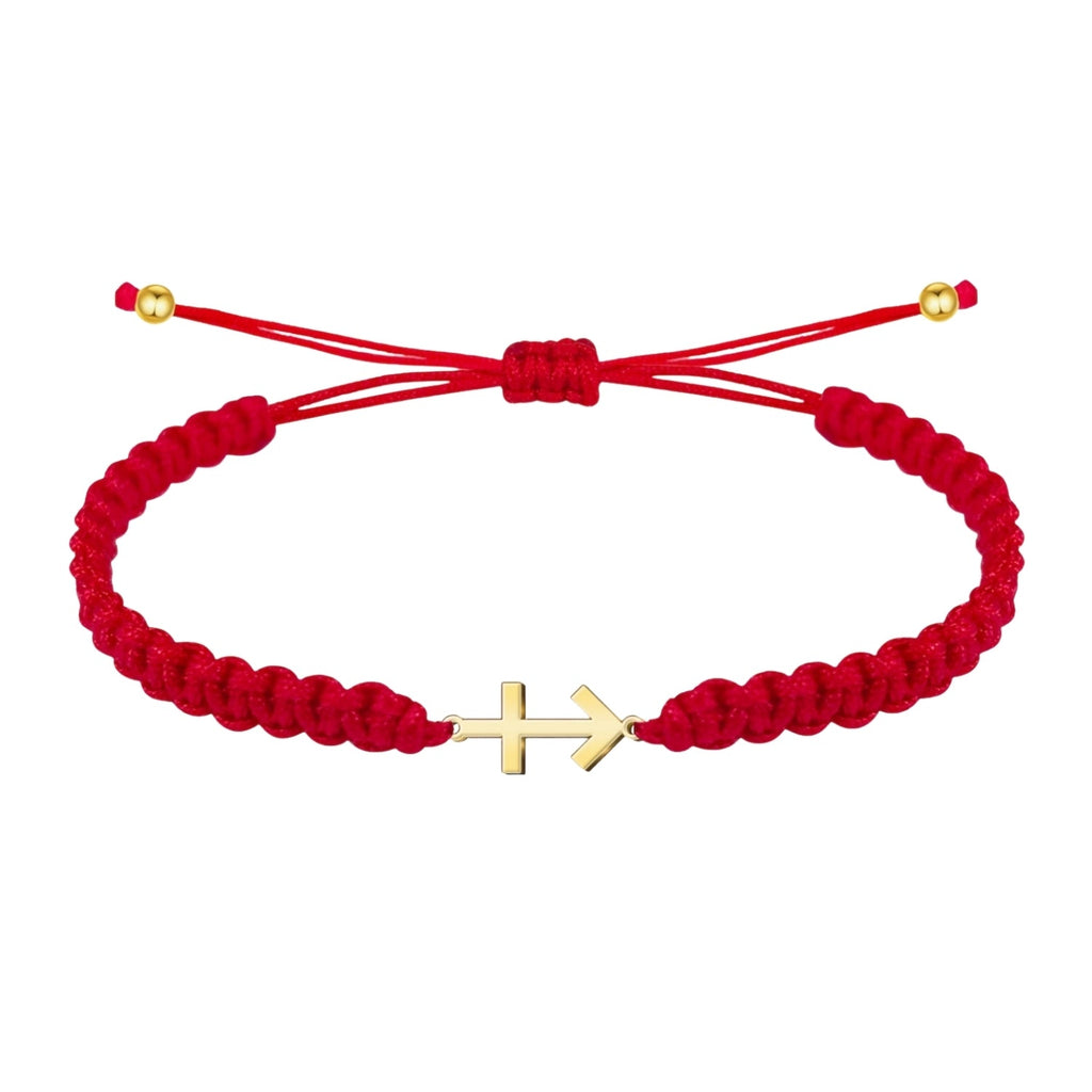 Pulsera Hilo del Destino con Cruz Contra el Mal en Acero Dorado cotigo