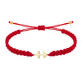 Pulsera Hilo del Destino con Cruz Contra el Mal en Acero Dorado cotigo