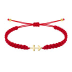 Pulsera Hilo del Destino con Cruz Contra el Mal en Acero Dorado cotigo
