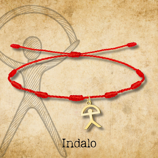 Pulsera 7 Nudos Con Indalo Acero Dorado