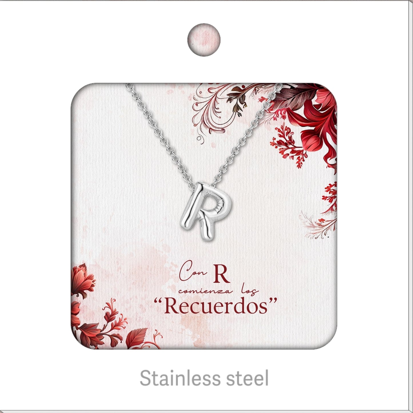Collar Letra Inicial Acero Inoxidable con Tarjeta diseñado y Caja de Regalo, Regalo para Cumpleaños, Navidad, Día de Madera, San Valentín