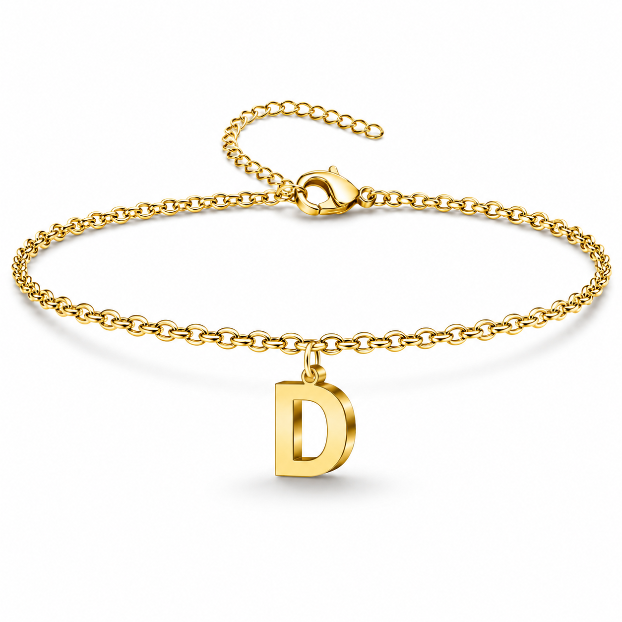 Pulsera con Colgante Letra Inicial en Acero