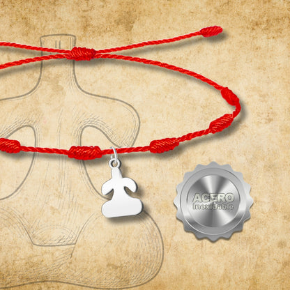 Pulsera 7 Nudos Con Idolo de Tarra Acero Plateado