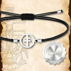 Pulsera Medalla Cruz de Caravaca con Hilo Negro y Acero Plateado - cotigo