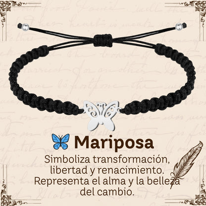 Pulsera Hilo Destino Hecho a Mano 🧵 con Amuleto de Suerte y Protección 🍀 en Acero Inoxidable 💎