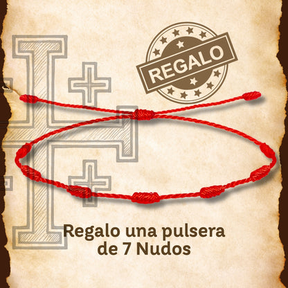 Pulsera 7 Nudos con Cruz Potenzada color Plateado