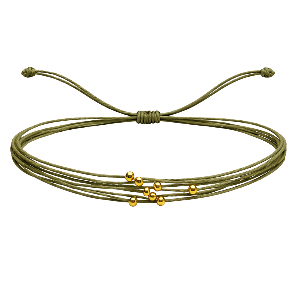 Pulsera Multihilo Encerado con Cuentas de Acero Inoxidable
