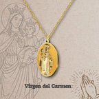 Collar Virgen del Carmen Acero Inoxidable Dorado - cotigo