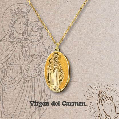 Colgante Acero Virgen del Carmen color Dorado