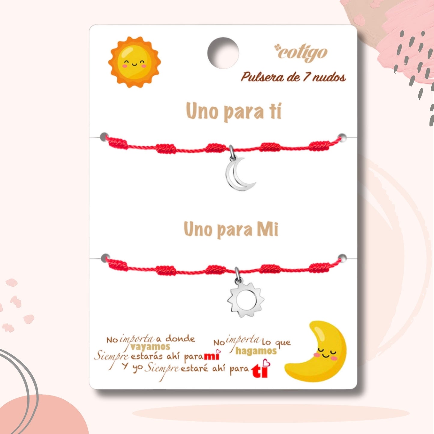 2 pulseras 7 nudos 💕 Una para ti, una para mí. Regalo con significado para Amor, Pareja, Amistad, Familia. Además