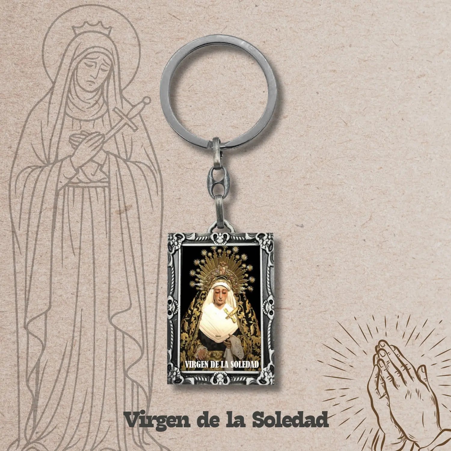 Llavero Virgen de la Soledad con Imagen a Color - cotigo
