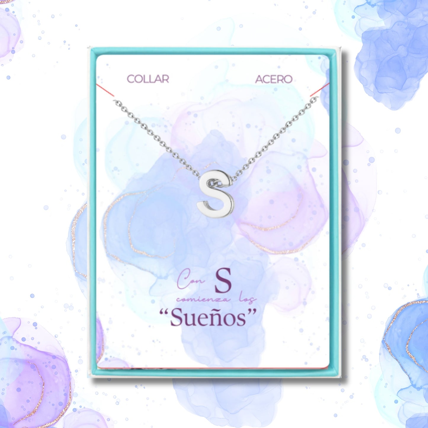 Collar Letra S Acero color Plateado