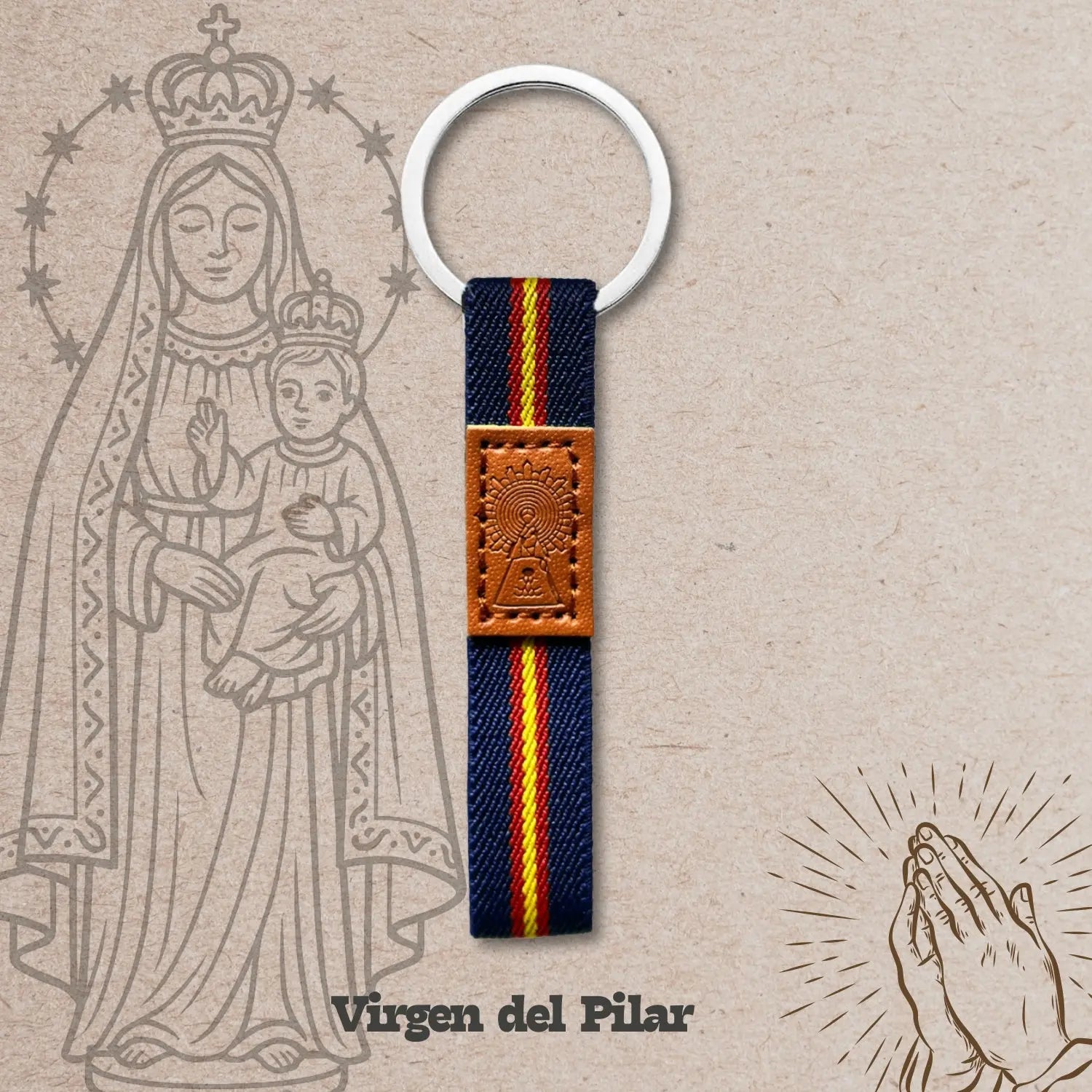 Llavero Virgen del Pilar Con Bandera Policia nacional - cotigo