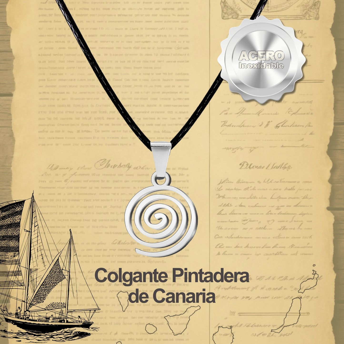 Colgante Pintadera Canarias Acero Plateado