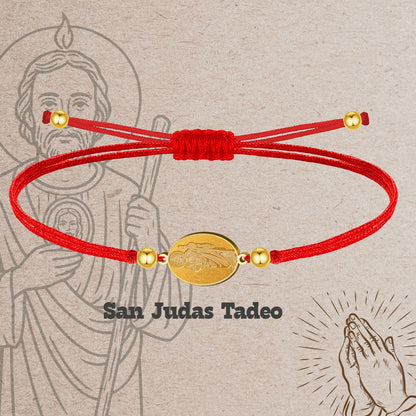 Pulsera Hilo Encerado con SAN JUDAS TADEO color Dorado