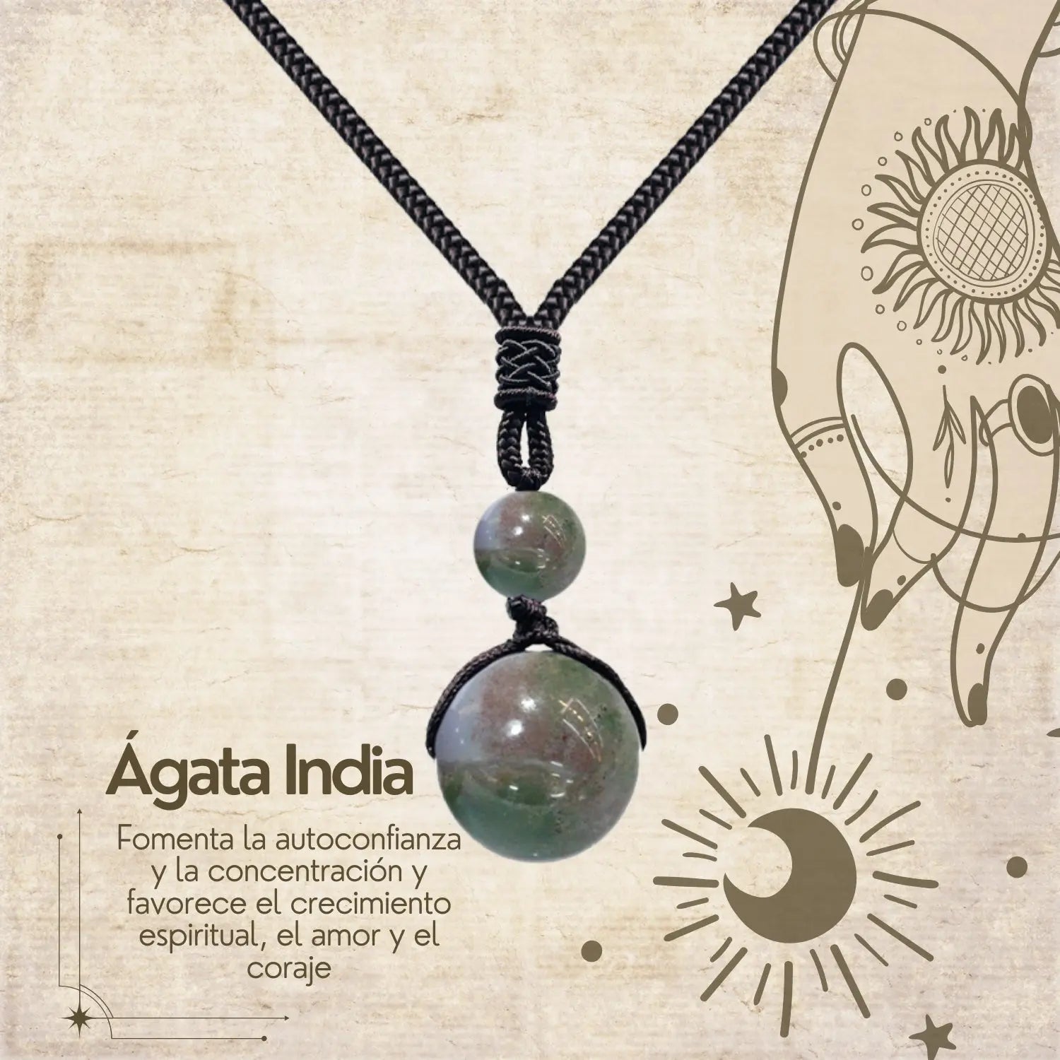 Colgante de Agata india de bola 14mm - cotigo