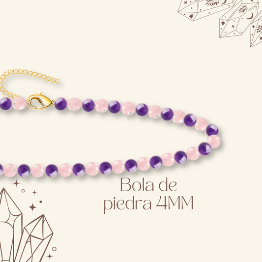 🌿 Pulsera de Piedra Natural 4mm Multicolores  ✨ con Accesorio en Acero Inoxidable 💎 ¡Incluye Pulsera 7 Nudos de Regalo! 🎁