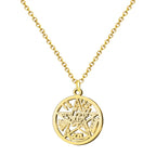 Colgante Medalla de Tetragrámaton con Diseño Calado Y Acero Dorado
