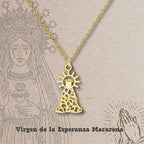 Collar Virgen de la Esperanza Macarena Acero Dorado Calado - cotigo