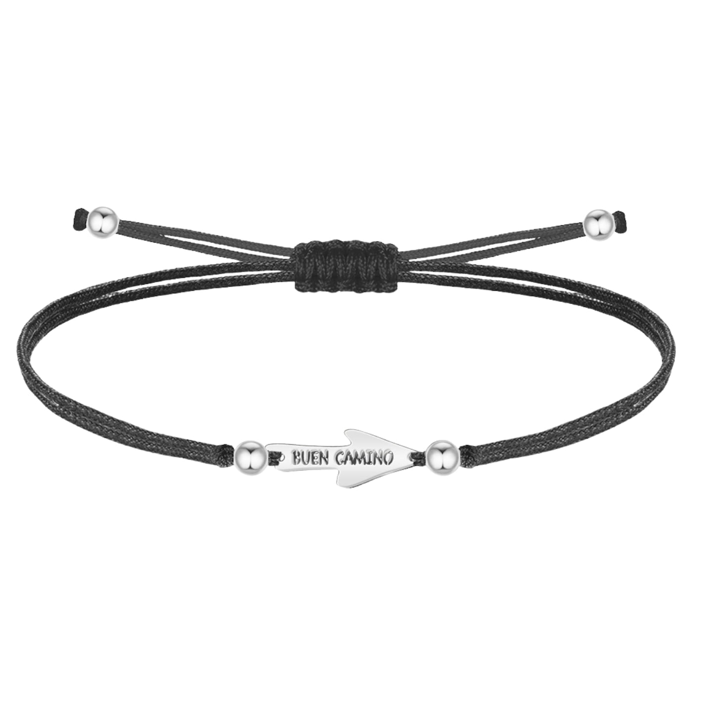 Pulsera Hilo Encerado con La flecha Camino de Santiago Acero Plateado