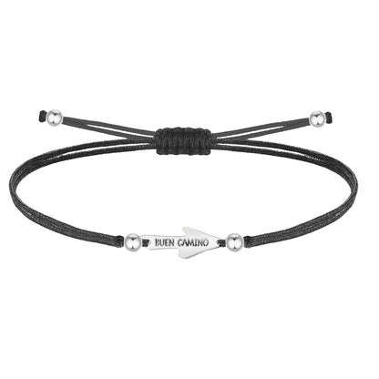 Pulsera Hilo Encerado con La flecha Camino de Santiago Acero Plateado