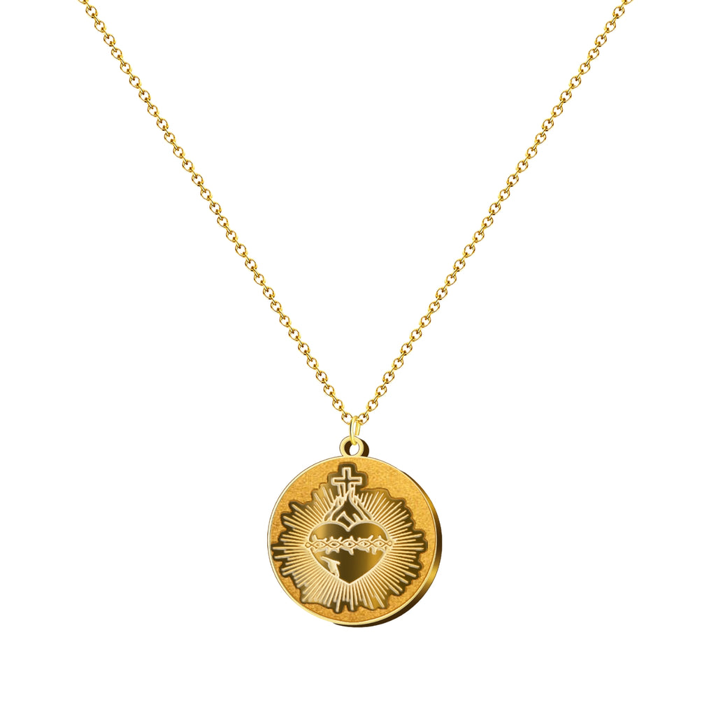 Collar dorado con medalla del Sagrado Corazón de Jesús