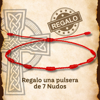 Pulsera 7 Nudos con Cruz Celta color Plateado