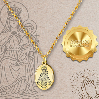 Collar Virgen de España Acero inoxidable, colgante Virgen del Pilar, Virgen de Rocío,Virgen de Covadonga