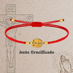 Pulsera Hilo Encerado con Jesús Crucificado color Dorado - cotigo