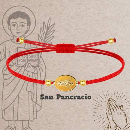 Pulsera Hilo Encerado con SAN PANCRACIO color Dorado