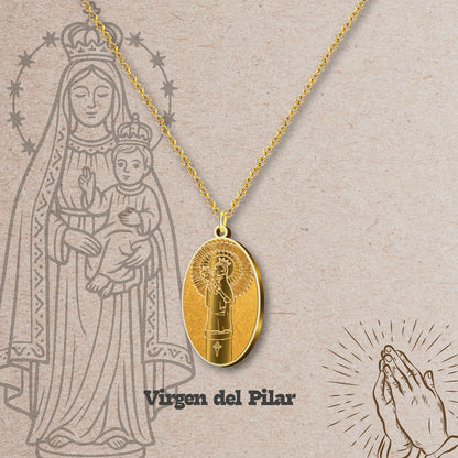 Colgante Acero VIRGEN DEL PILAR color Dorado