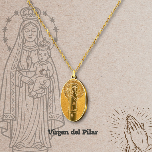 Colgante Acero VIRGEN DEL PILAR color Dorado