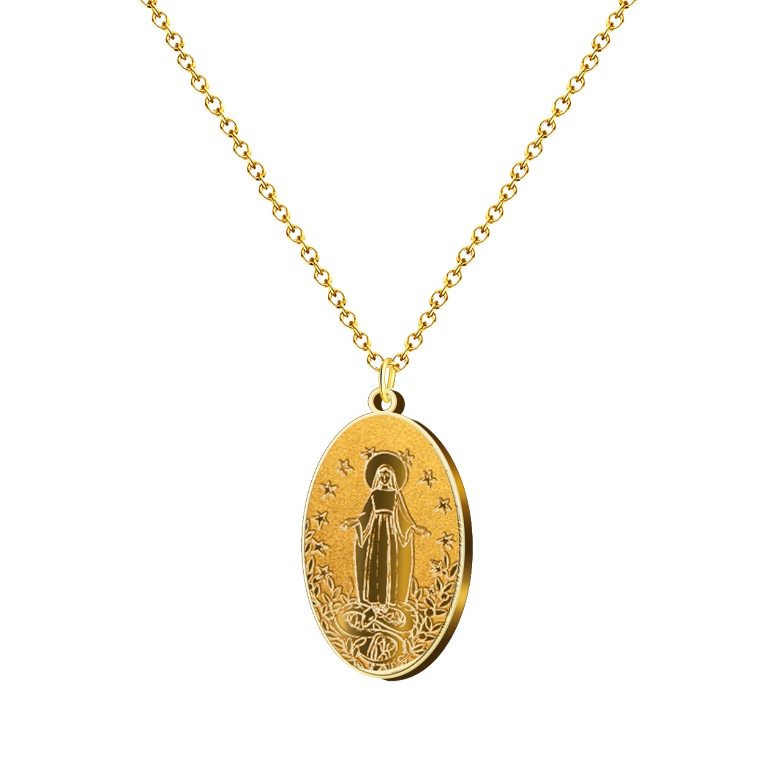 Collar Virgen de Fátima con Medalla en Acero Inoxidable