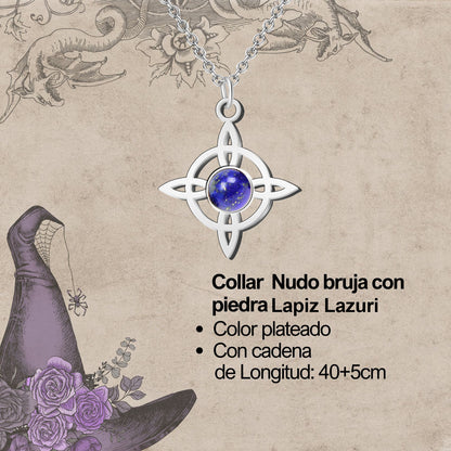 Colgante Nudo bruja Acero con Lapislazuli