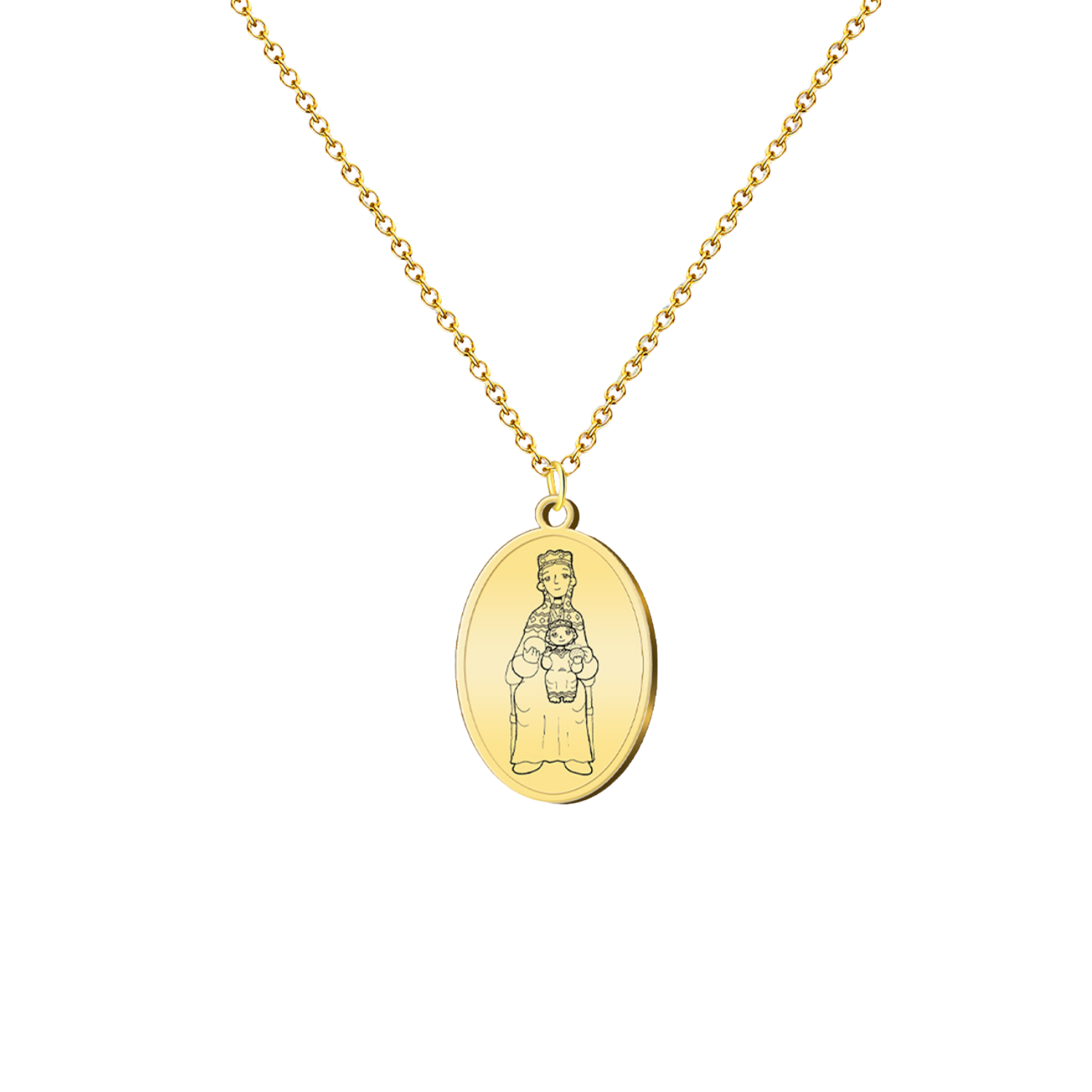 Collar con Medalla de la Virgen de Montserrat en Acero Dorado