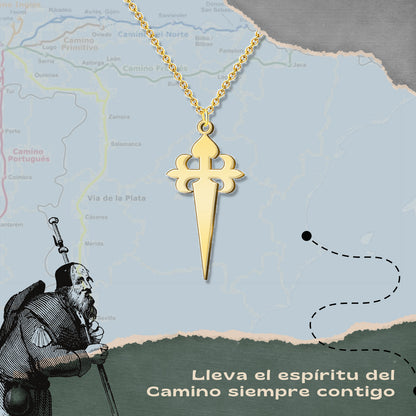 Collar del Camino de Santiago - Conchas de Santiago, recuerdos ruta del peregrino, cruz de santiago, joyas mujer + regalo una pulsera de 7 nudos.