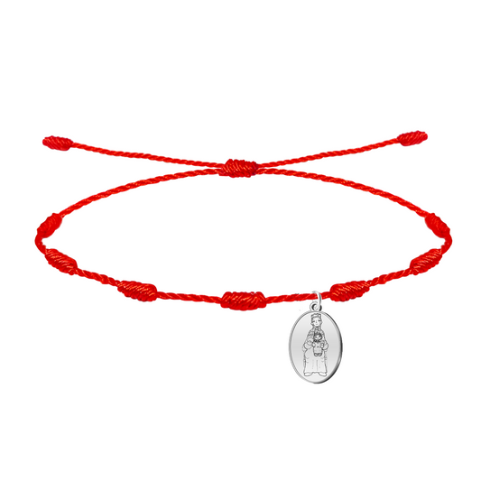 Pulsera 7 Nudos con Medalla de la Virgen de Montserrat en Acero Inoxidable