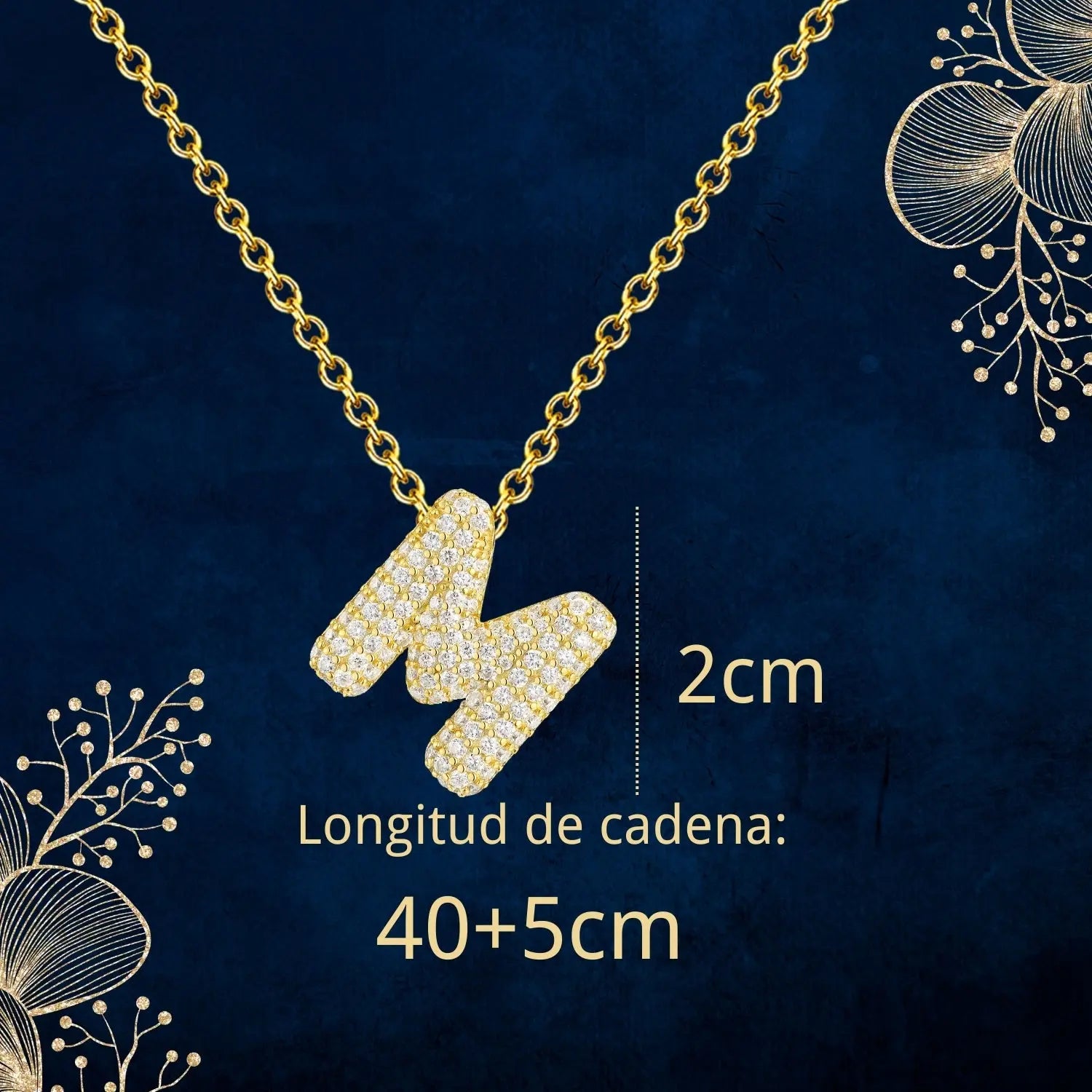 Colgante Letra inicial M con Piedra Circonita - cotigo