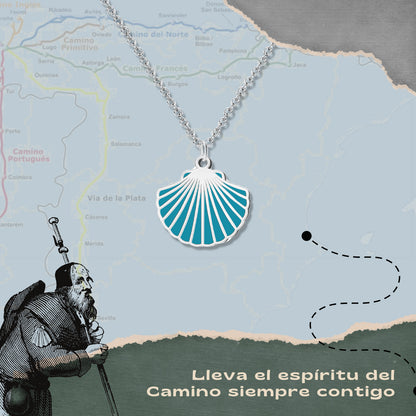 Collar del Camino de Santiago - Conchas de Santiago, recuerdos ruta del peregrino, cruz de santiago, joyas mujer + regalo una pulsera de 7 nudos.
