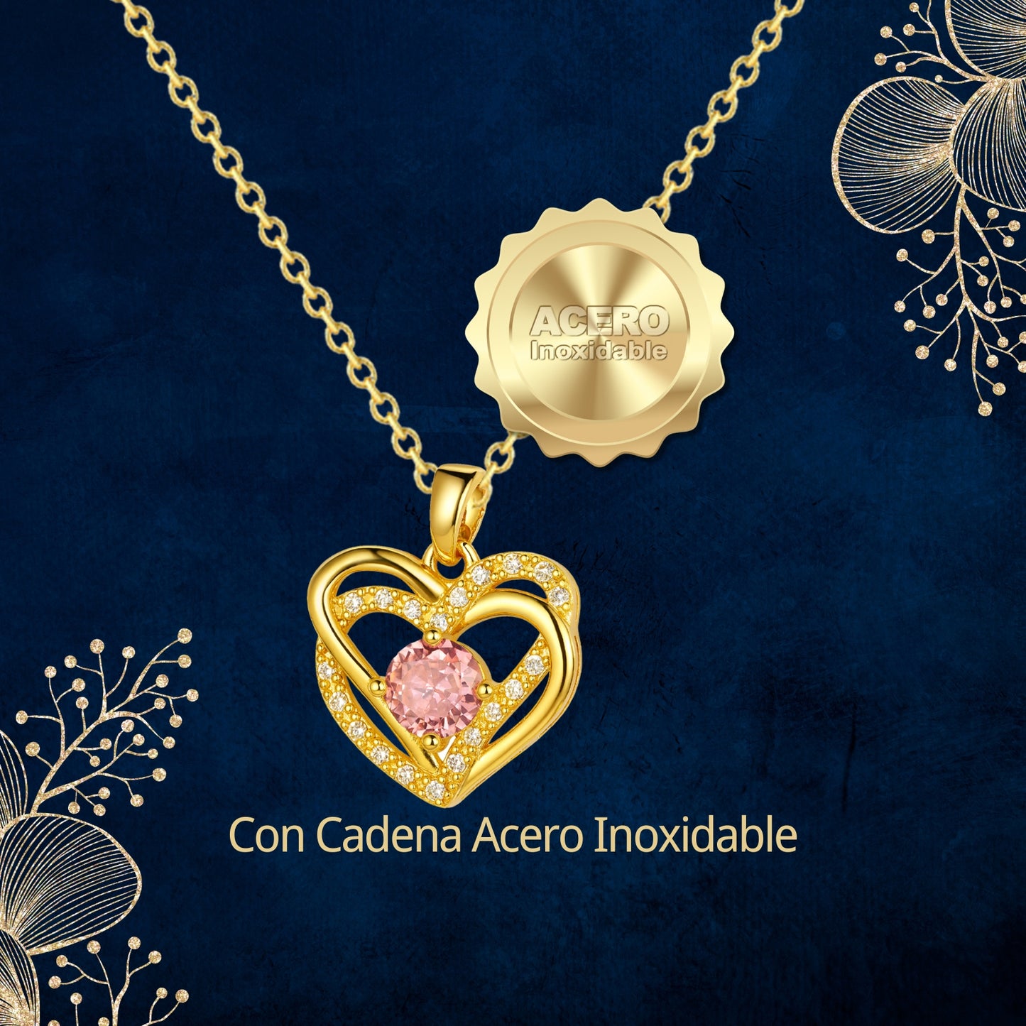 Collar Acero para Mujer con Tarjeta Diseñado , Colgante Con Circonita para Mamá,  Amor, Esposa, Amiga, Hija, Abuela. Regalo para Cumpleaños, Día de Madre, San Valentín, Navidad.