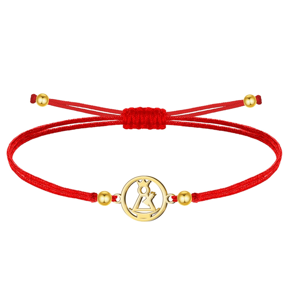 Pulsera Virgen del Remedio con Hilo Rojo en Acero Dorado