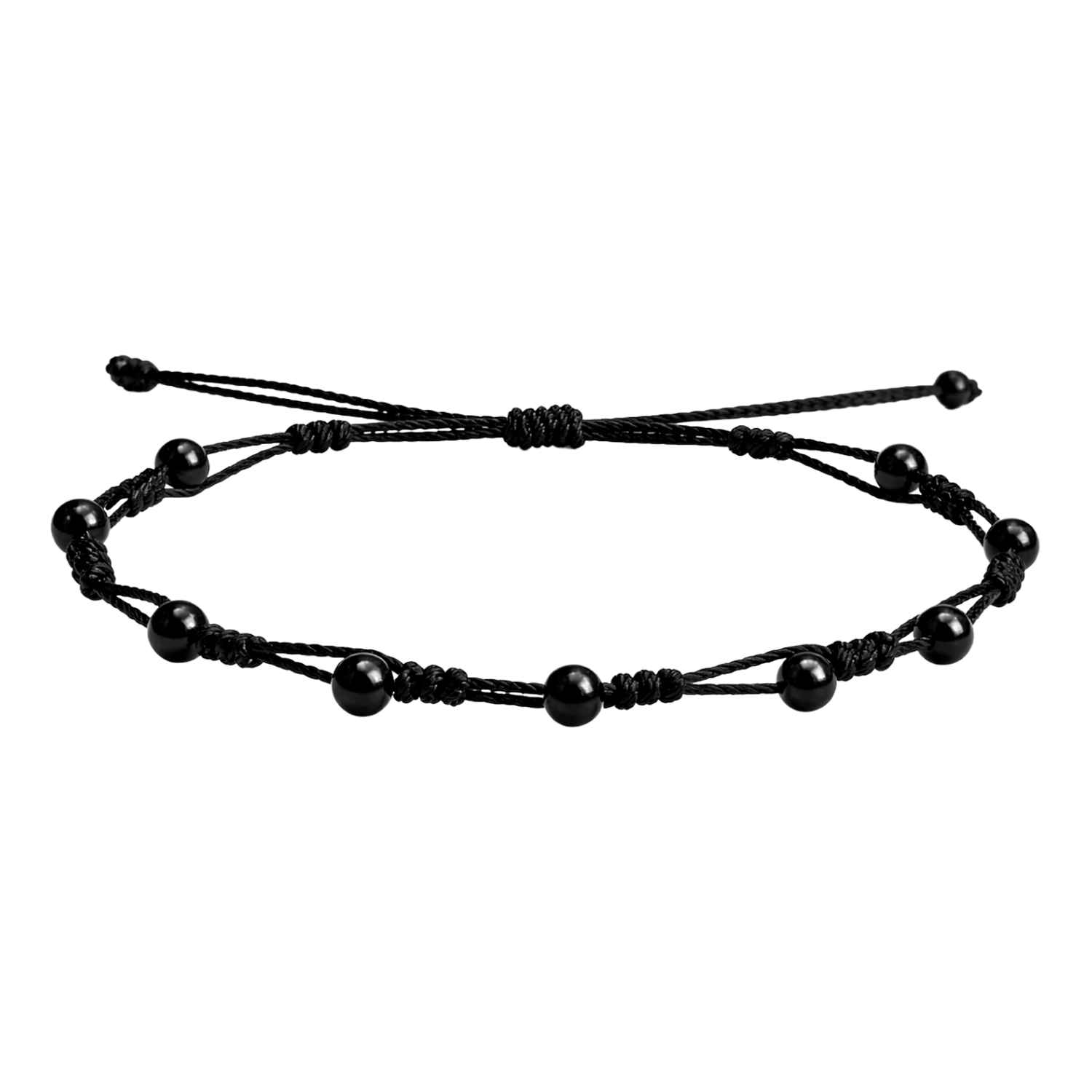 Pulsera de Ágata Negra con Bolitas Minerales