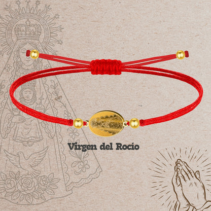 Pulsera Hilo Encerado con Virgen del Rocío color Dorado