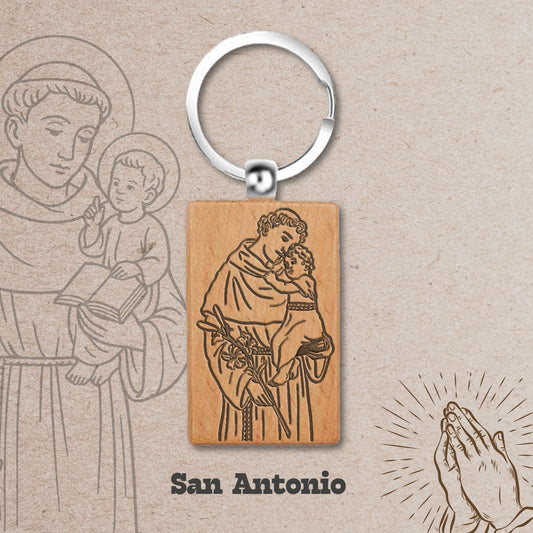 Llavero de Madera con SAN ANTONIO