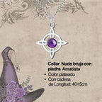 Colgante Nudo de Bruja Acero con Amatista - cotigo