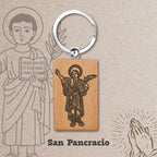 Llavero de San Pancracio en Madera Natural diseño
