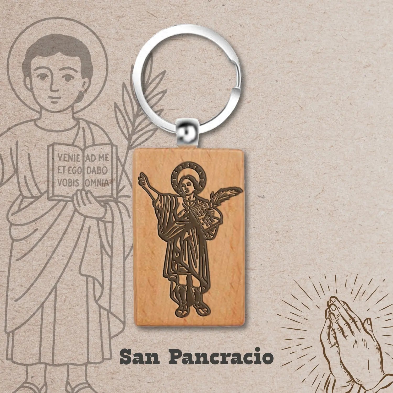 Llavero de Madera con SAN PANCRACIO - cotigo